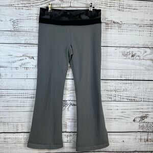 Womens Lululemon Groove Pant Multi Waistband Gray Black Flare Yoga Wide Leg Sz 8